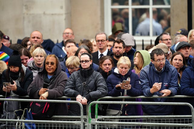 The crowd in Whitehall ahead of the state funeral of the Queen