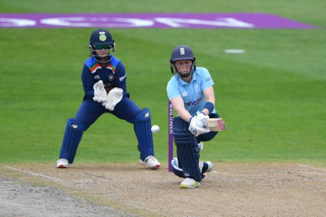 England's Heather Knight  in action against India at Worcester