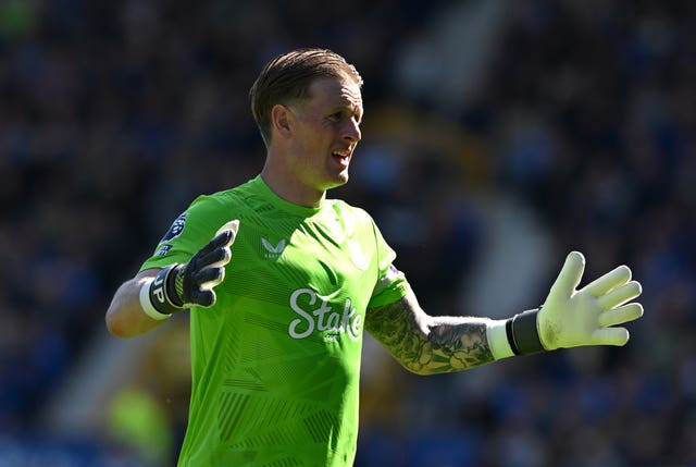 Everton goalkeeper Jordan Pickford during a Premier League match against Ipswich