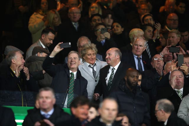 Singer Rod Stewart, a Celtic fan, was in the stands at Parkhead