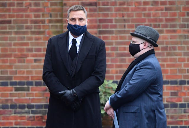 David Walliams and Matt Lucas arrive at Golders Green Crematorium, north London, for the private funeral service of Dame Barbara Windsor