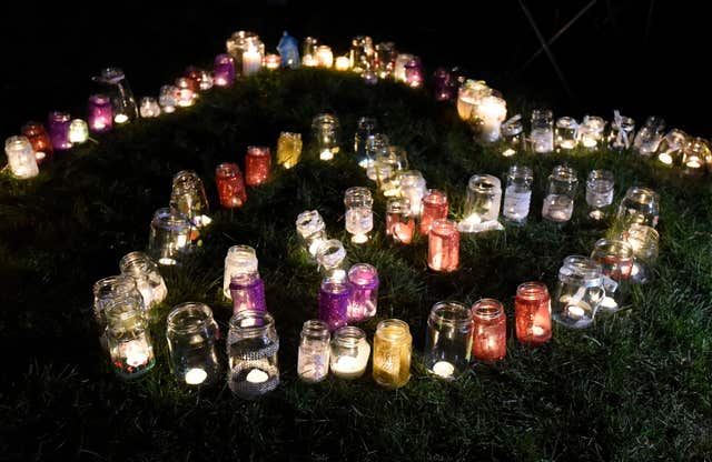 Candles left by members of the public in memory of Summer (Lauren Hurley/PA)