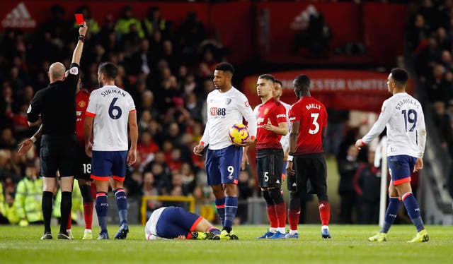 Ole Gunnar Solskjaer had no complaints over the red card shown to Eric Bailly (Martin Rickett/PA).