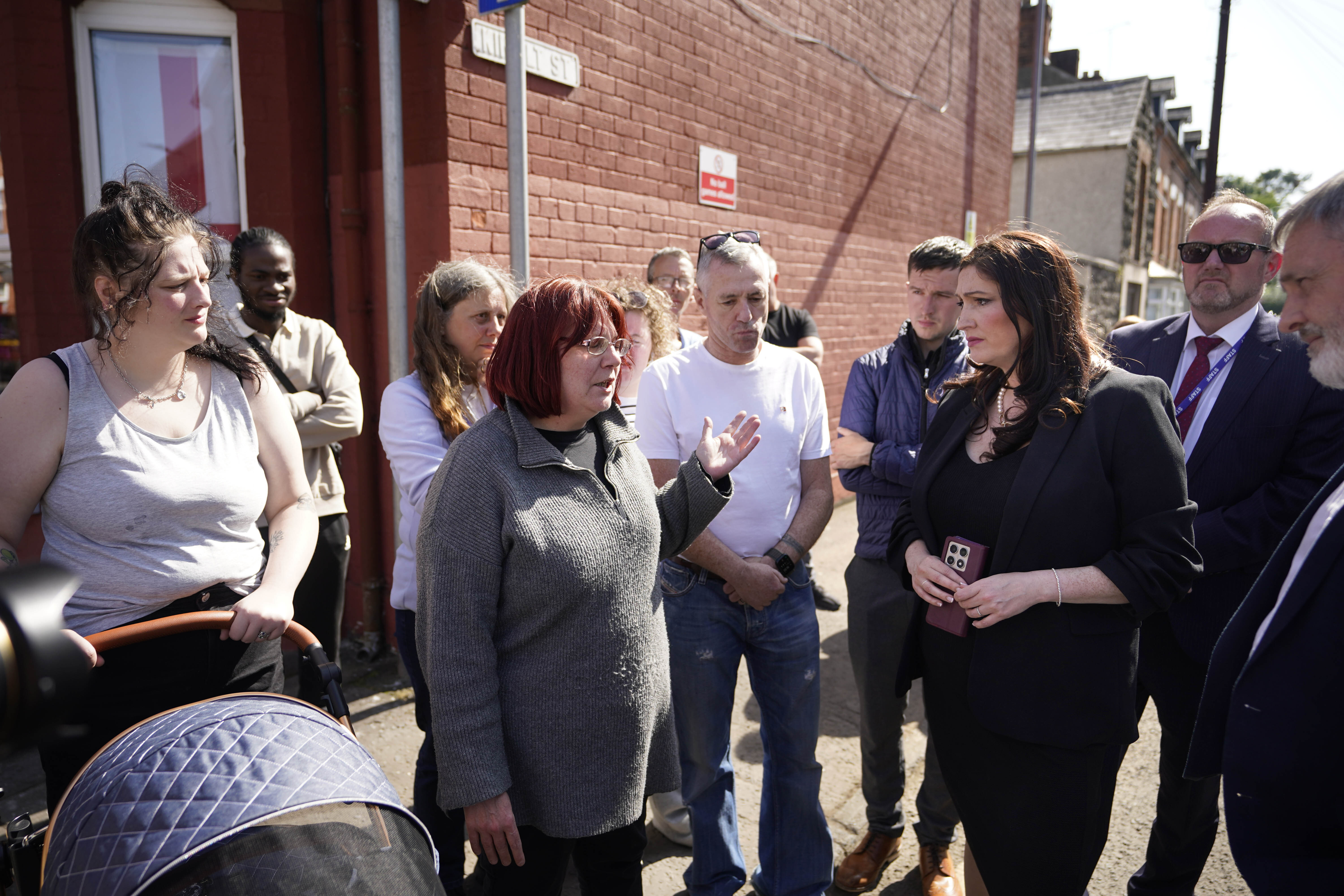 Northern Ireland Deputy First Minister Emma Little-Pengelly during a visit to Clonavon Terrace