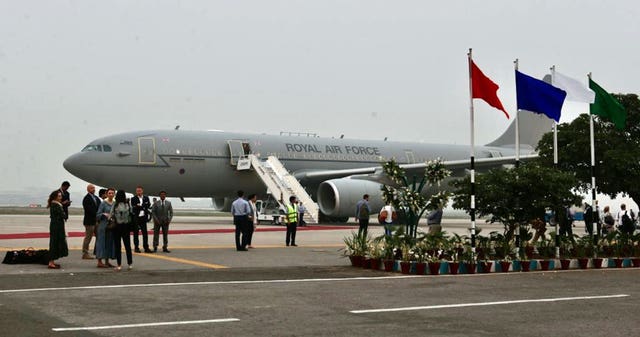 The RAF Voyager aircraft on the tarmac in Lahore 