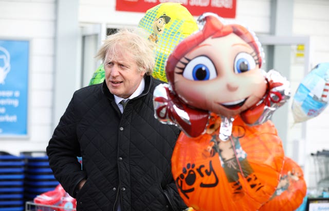 Prime Minister Boris Johnson during a visit to Haven Perran Sands Holiday Park in Perranporth, Cornwall
