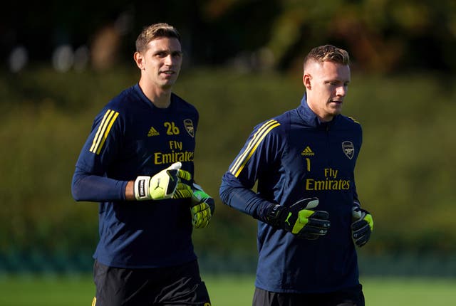 Arsenal goalkeepers Emiliano Martinez (left) and Bernd Leno will be fighting it out to be Arteta's first-choice