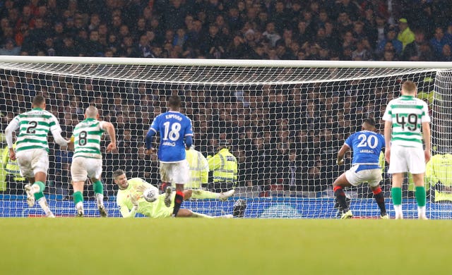 Alfredo Morelos saw his penalty saved by Celtic goalkeeper Fraser Forster at the weekend