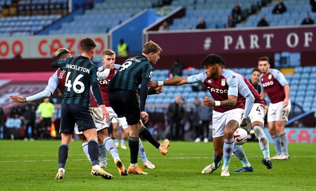 Bamford, centre left, completes his hat-trick in last week's victory at Villa Park