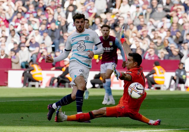 Chelsea’s Mason Mount capitalises on Tyrone Mings' error to put his side ahead at Aston Villa