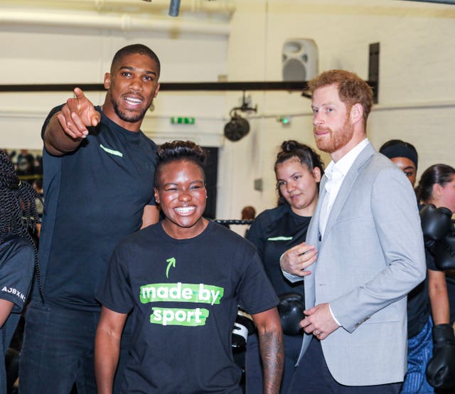 Adams with The Duke of Sussex and Joshua at the launch of Made by Sport
