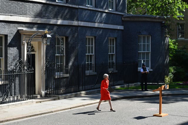 Prime Minister Theresa May making a statement outside 10 Downing Street