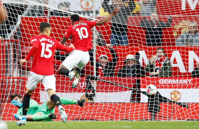 Marcus Rashford (number 10) put United ahead at Old Trafford 