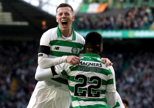 Callum McGregor's shot appeared to hit Odsonne Edouard's hand