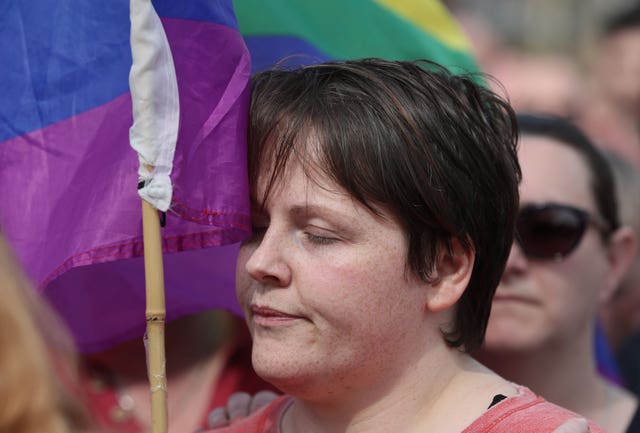 Sara Canning, the partner of 29-year-old journalist Lyra McKee at a vigil in Londonderry