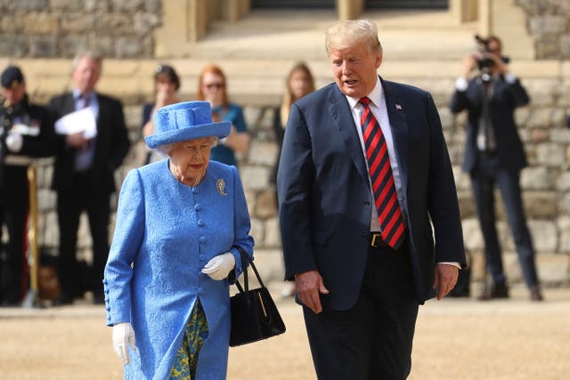 The Queen and Mr Trump during their first meeting at Windsor Castle. Chris Jackson