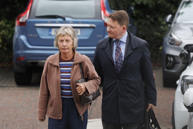 Geraldine Finucane and her son Michael arriving at the public inquiry into the murder of her husband Pat Finucane