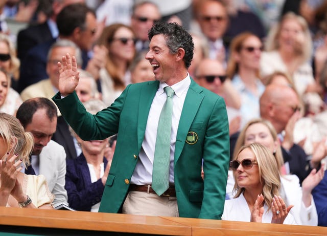 Rory McIlroy and his wife Erica Stoll in the royal box on day three of 2026 Wimbledon