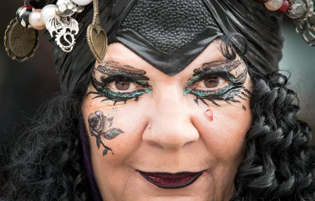 Judy Bishop wore elaborate goth make-up (Danny Lawson/PA)
