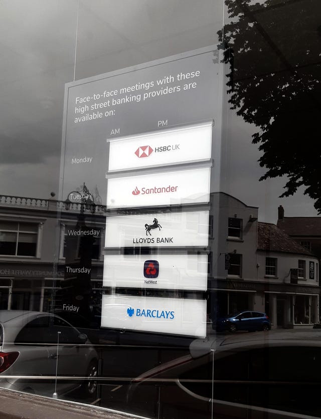 A banking hub window