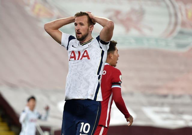 Harry Kane reacts to missing a big chance for Tottenham
