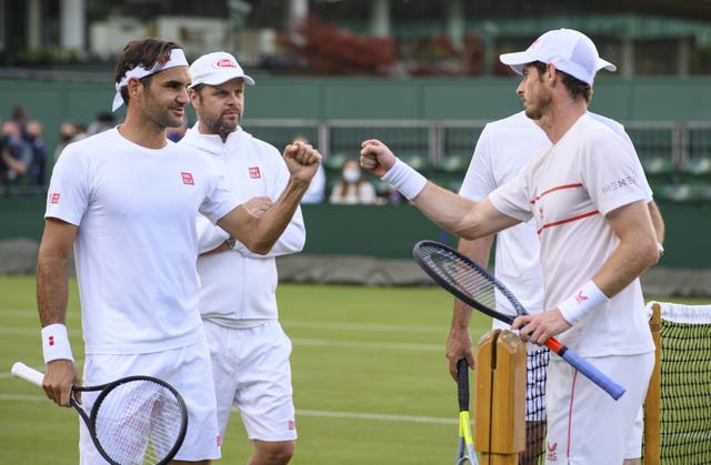 Roger Federer (left) and Andy Murray practised ahead of the tournament