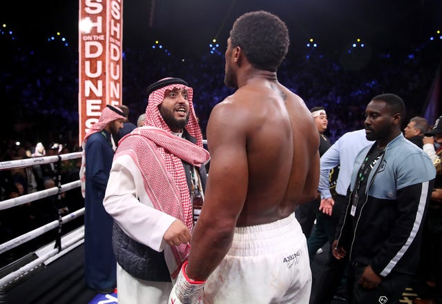 Joshua speaks with Prince Abdulaziz Al Saud after winning