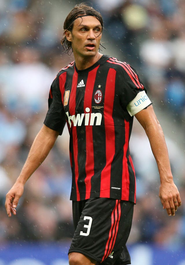 Paolo Maldini, pictured, was AC Milan captain when Thiago Silva arrived at San Siro