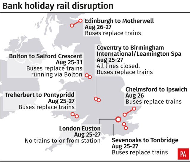 Bank holiday rail disruption