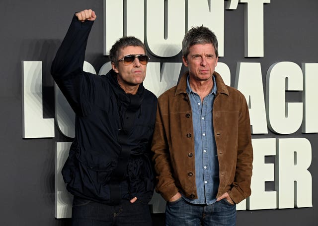 Liam Gallagher (left) and Noel Gallagher arriving for the UK premiere of Oasis: Don’t Look Back In Anger, at Cineworld Leicester Square, central London