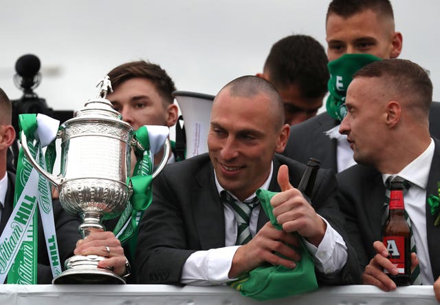 Scott Brown, centre, with last season's Scottish Cup