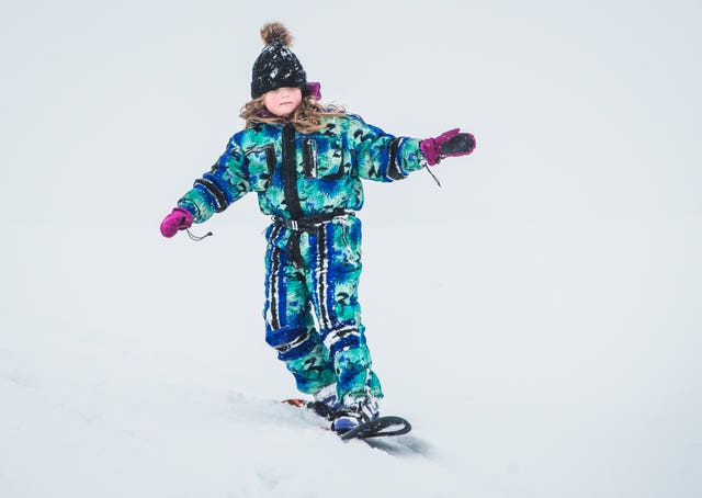 Lucy Walls snowboards in the Dales