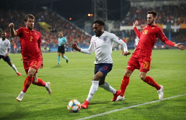 Danny Rose in action during the qualifier away to Montenegro in March, when a number of England's black players were subjected to racist abuse