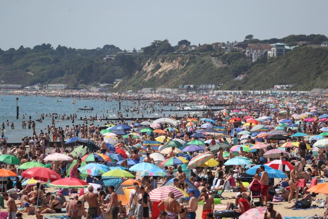 Busy scenes on Bournemouth beach