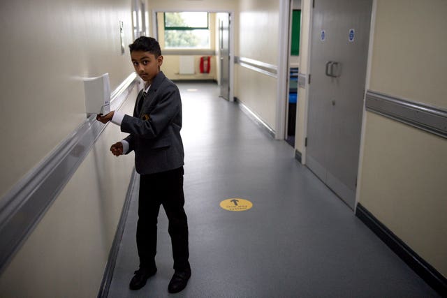 A pupil at Manor High School in Oadby, Leicestershire (Jacob King/PA)