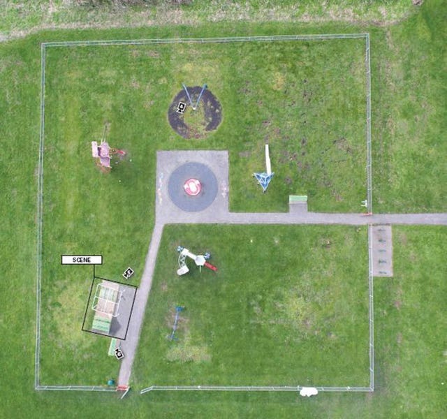 Drone photo of the scene in Amy's Park following the attack