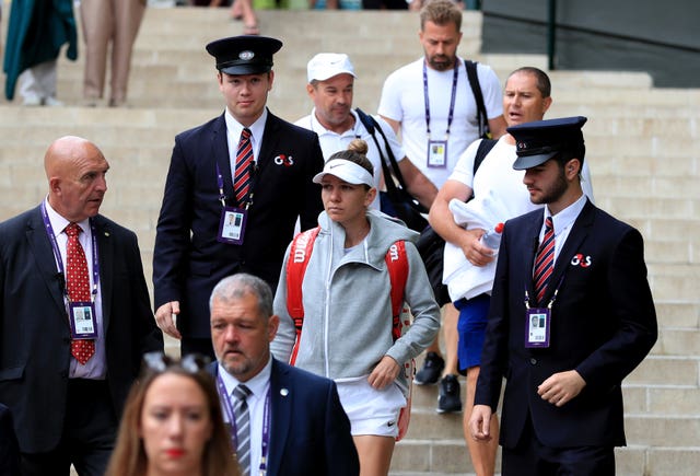 Simona Halep made her way to the practice court on Saturday morning