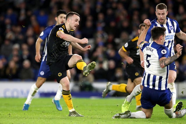 Diogo Jota earned Wolves a point with both goals in the 2-2 draw against Brighton 