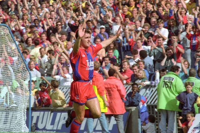 Eddie McGoldrick celebrates scoring for Crystal Palace