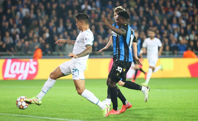 Joao Cancelo opened the scoring for City in Belgium 