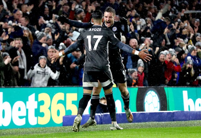 In-form Leicester secured their sixth successive win in all competition with a 2-0 victory at Brighton