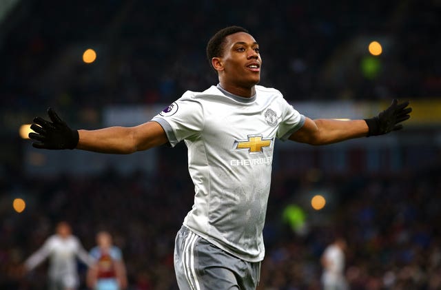Anthony Martial celebrates his goal against Burnley 