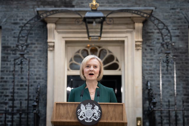 Liz Truss making her farewell speech outside 10 Downing Street