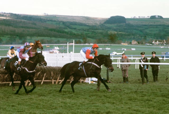 Sea Pigeon and John Francome winning the Champion Hurdle