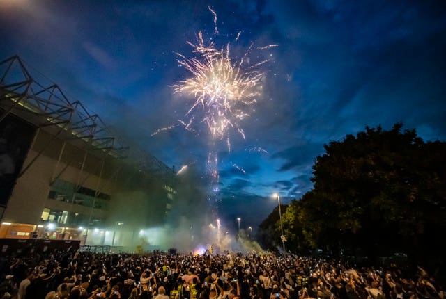 Leeds fans celebrated their return to the Premier League after 16 years away