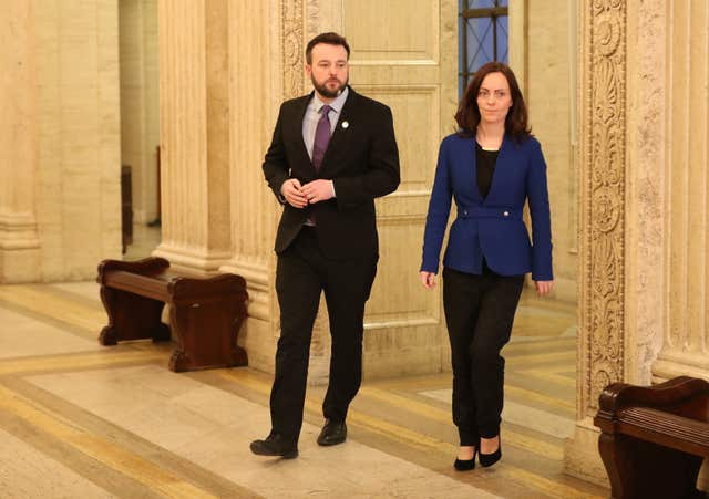 SDLP Leader Colum Eastwood and MLA Nicola Mallon at (Niall Carson/PA)