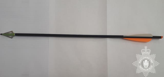 A crossbow bolt identical to the one used by Whall