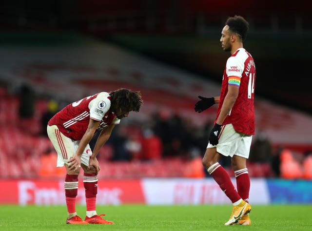 Pierre-Emerick Aubameyang, right, has only scored two Premier League goals this season 