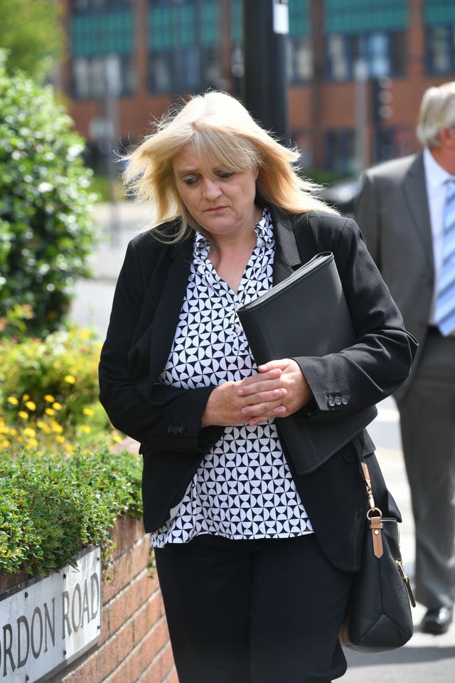 Sherry Bray leaving Swindon Magistrates’ Court (Ben Birchall/PA)