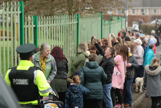 The crowd outside the centre as Kate and William arrived